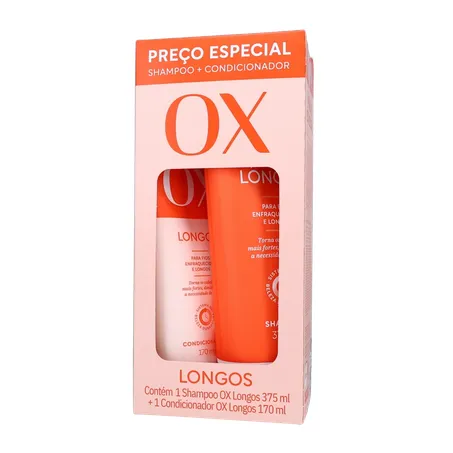 Kit Shampoo com 375Ml  Condicionador com 170Ml Ox Longos 360-1
