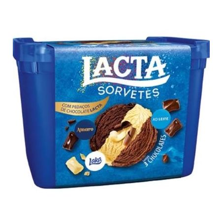 Sorvete Lacta 3 Chocolates 1,5l