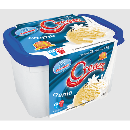 Sorvete gemelli crema creme 2 lt