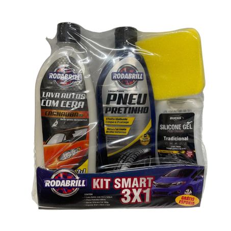 Kit Rodabrill Automotivo 3x1 Lava/Silicone/Pneu Pretinho