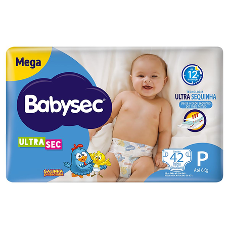 Fralda Babysec Ultra Sec - Mega Tam. P - Com 42 Fraldas