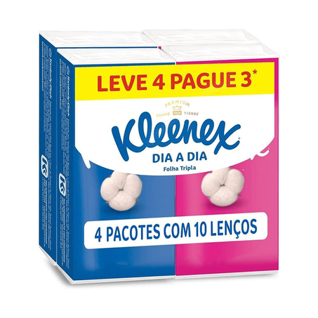 LENÇO DE PAPEL KLEENEX TRIPL 21X21 LEVE+PAGUE- PACOTE COM 40 UNIDADES