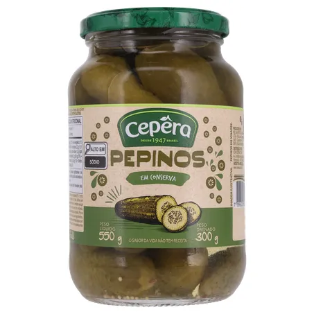 Pepinos em Conserva Cepêra Pote de Vidro 300gr