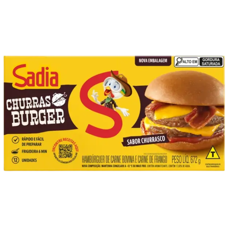 Hambúrguer Sadia Churras Burger Churrasco Caixa 672g 
 