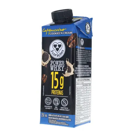 Bebida Láctea 3 Corações 15g Proteínas Zero Lactose Cappuccino