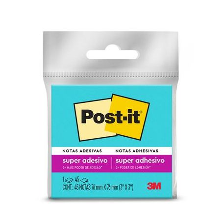 Bloco post it 3m azul com 45 folhas 76x76m