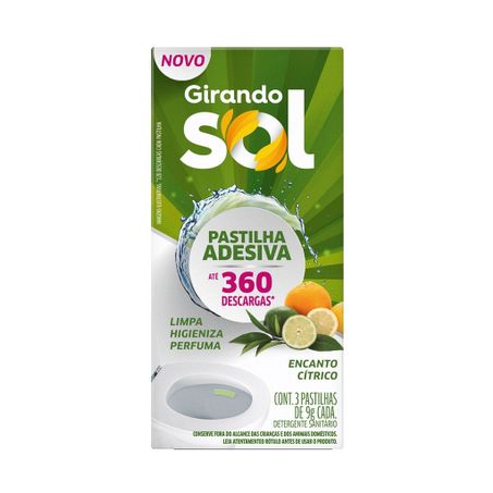 Pastilha adesiva sanitária girando sol encanto cítrico 27g