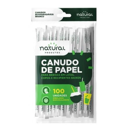 Canudo de papel natural lata c/100un