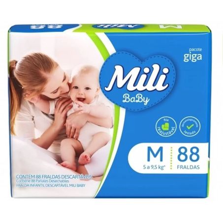 Fralda mili baby m pacote giga c/ 88 un