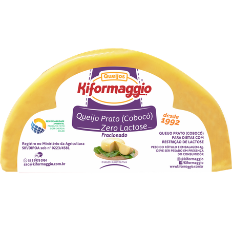 Queijo Prato Coboco Kiformaggio Kg Fracionado Zero Lactose
