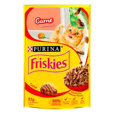 Alimento para gatos adultos carne ao molho purina friskies