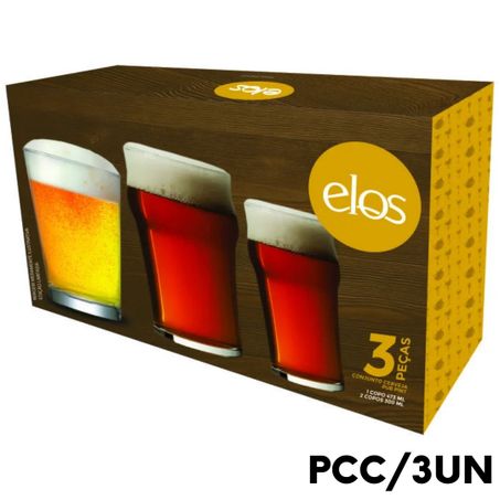 BAZAR CJ COPO VIDRO CERVEJA PUB ELOS  C/3UN
