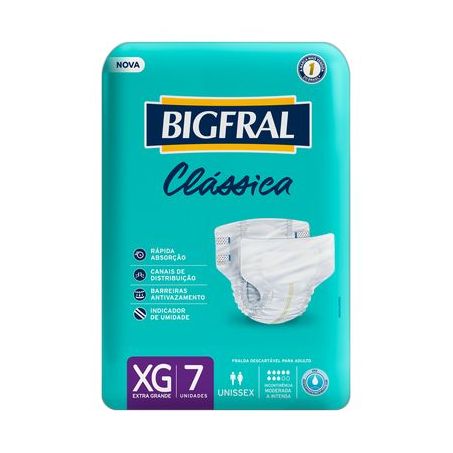 Fralda Descartável Adulto Bigfral Clássica Xg Pacote 7 Unidades