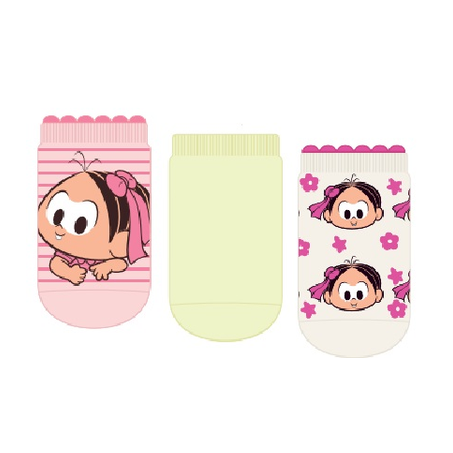 Kit com 3 Pares de Meia Soquete Monica Meninas