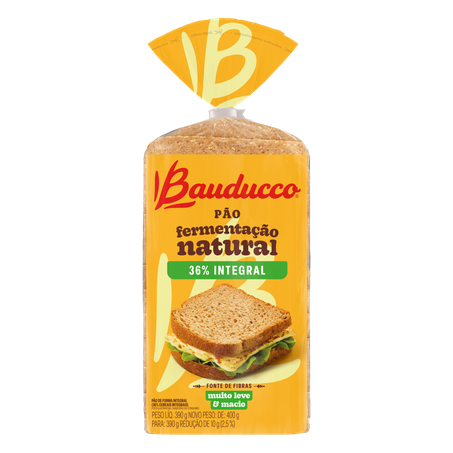 Pao bauducco fermentação natural 37% integral 390g