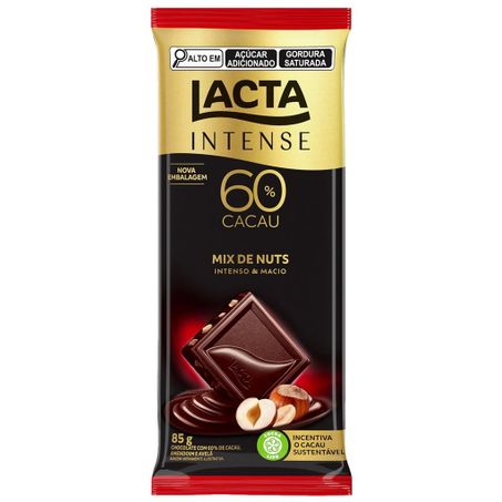 Choc lacta intense 85g 60p cacau mix nut