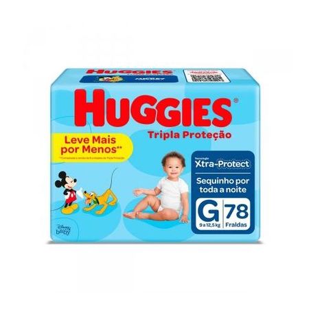 Fralda tripla hiper huggies g c/78