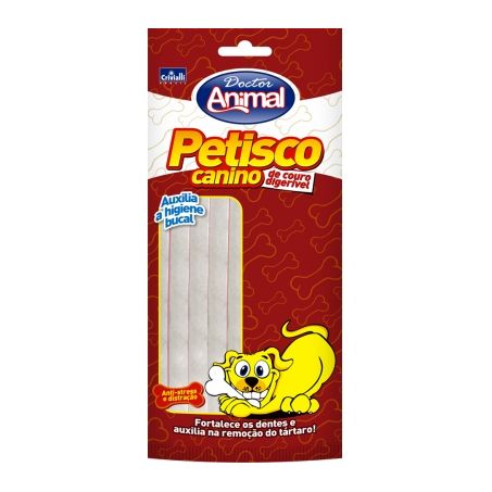 Petisco Para Cães Doctor Animal Palito de Couro Natural N10 Embalagem 70G