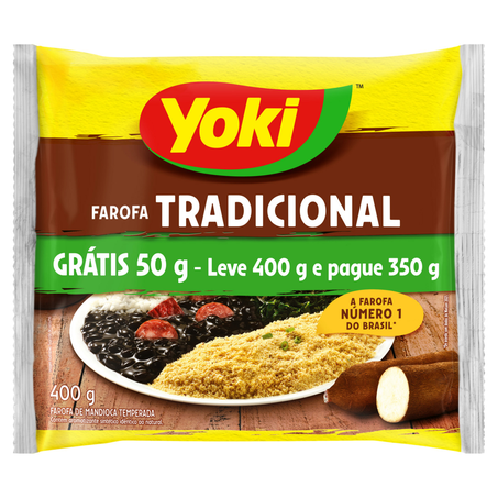 Farofa Yoki Mandioca Tradicional Temperada Leve 400G Pague 350G