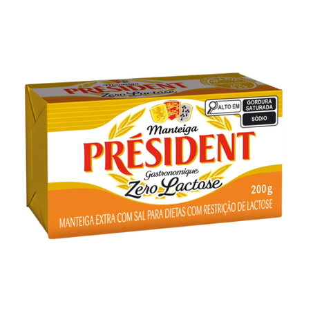 MANTEIGA PRESIDENT 200G TAB ZEROLAC C/SAL