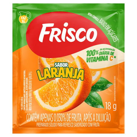 Refresco em Pó Frisco 18g - Laranja