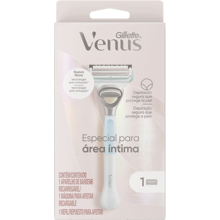 APARELHO DE DEPILAR RECARREGÁVEL GILLETTE VENUS ÍNTIMA CARTELA C/1UNID