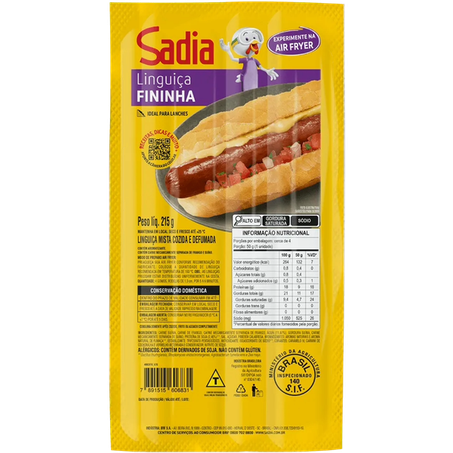 LINGUIÇA FININHA DEFUMADA SADIA 215G
