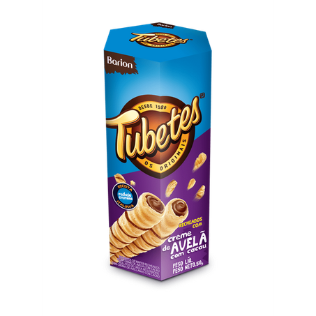 Wafer Barion Tubetes Rolinho Creme De Avelã Com Cacau Caixa 50g 
 