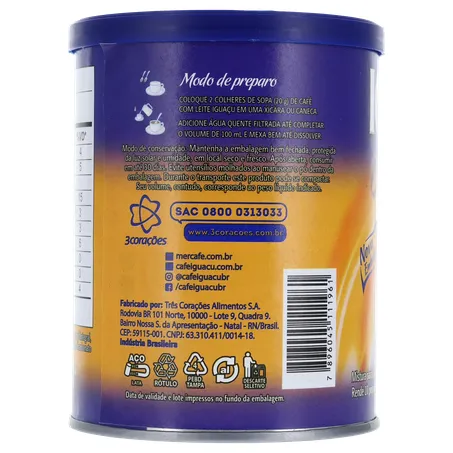 Mistura para Preparo de Café Iguaçu Café com Leite Lata 200gr 360-25