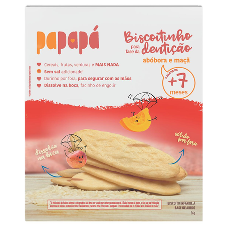 Biscoito Papapá 36g - Abóbora e Maçã - Para Fase da Dentição