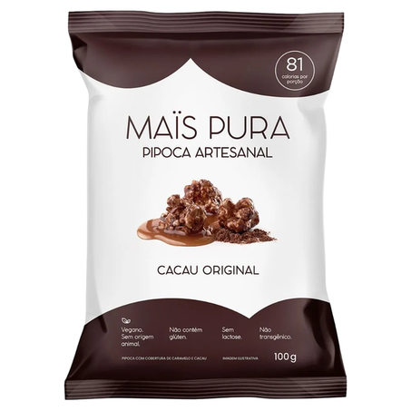 Pipoca Artesanal Mais Pura Cacau Original Pacote 100gr