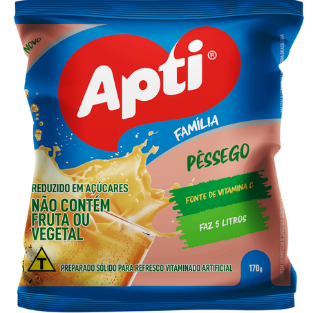 Refresco em po apti familia 170g pessego (faz 5 litros)