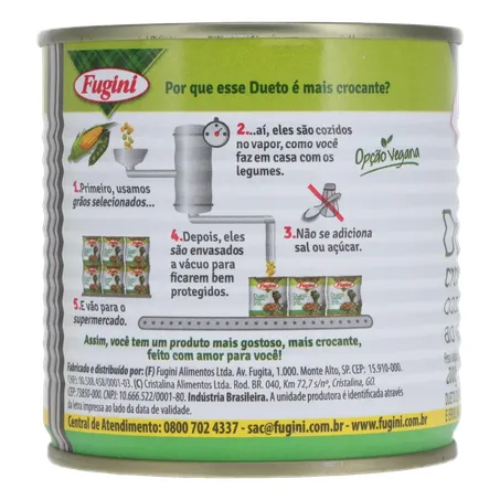Ervilha e Milho Verde em Conserva Fugini Cozido Ao Vapor Lata 200gr 360-25