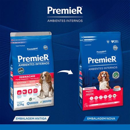 Ração Premier Dermacare Ambientes Internos para Cães Adultos de Raças Pequenas 2,5Kg 360-1