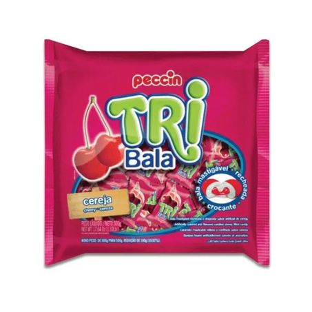 Bala peccin 500g tribala cereja