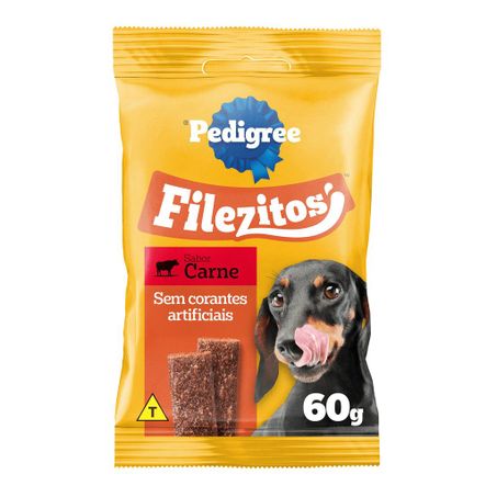 Petiscos para cães pedigree filezitos sabor carne 60g