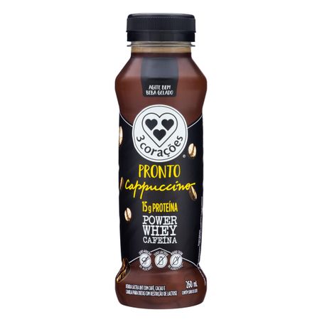 Bebida Láctea UHT Cappuccino Zero Lactose 3 Corações Power Whey Cafeína