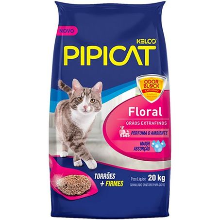 Areia Higiênica Pipicat Floral para Gatos 20Kg