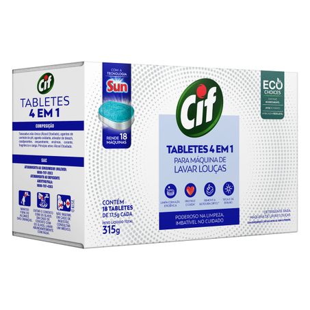 DETERGENTE TABLETE PARA MÁQUINA DE LAVAR LOUÇAS 4 EM 1 CIF