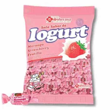 Bala Soberana Mastigável Yogurt Morango Pacote 40g 
 
