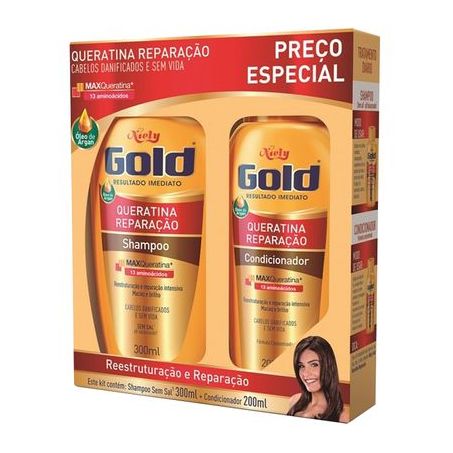 Kit sh+cond.niely gold queratina reparac