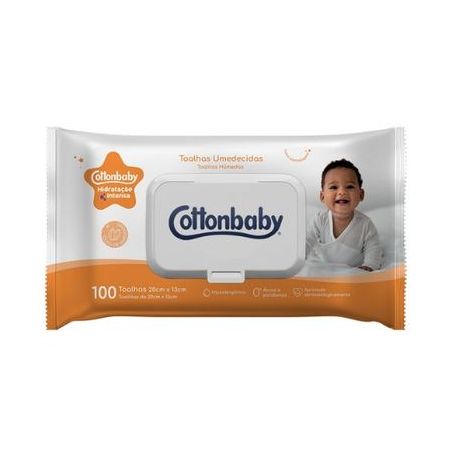 Toalha umededecida cottonbaby fliptop hidratação intensa c/ 100 unidades