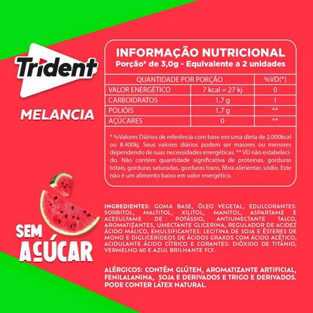 CHICLETE TRIDENT MELANCIA 8G 360-2