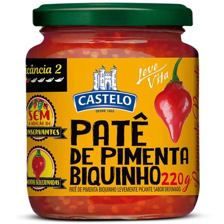 Patê de pimenta biquinho levemente picante castelo leve vita 220g