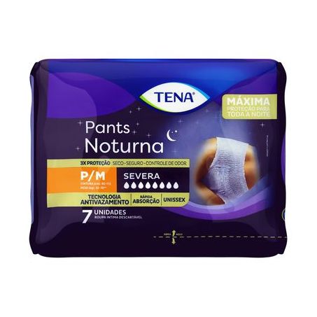 Roupa ÍNtima Descartável P/m Unissex Tena Pants Noturna Pacote 7 Unidades