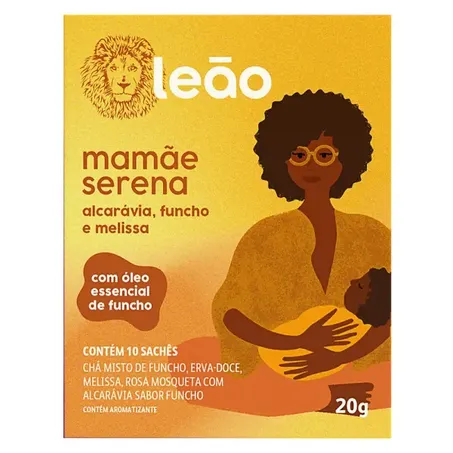 Chá Leão Mamãe Serena Alcarávia,Funcho e Melissa Caixa 20g 
 