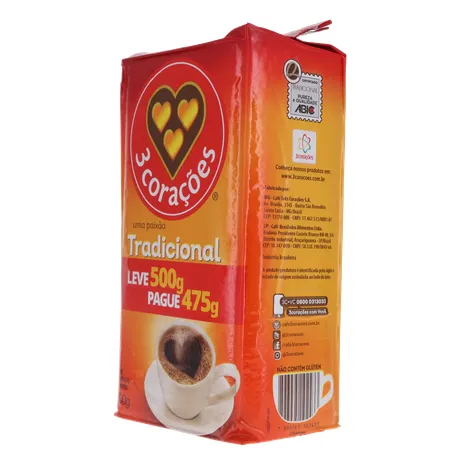 Cafe 3 coracoes tradicional vacuo lv500g pg 475g 360-5