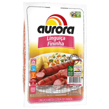 Linguiça Mista Aurora Fininha Defumada Embalagem 220G
