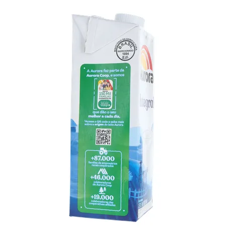 Leite UHT Integral Aurora Caixa com Tampa 1lt 360-29