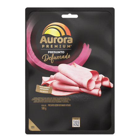 PRESUNTO COZIDO AURORA  DEFUMADO FATIADO PREMIUM 180G